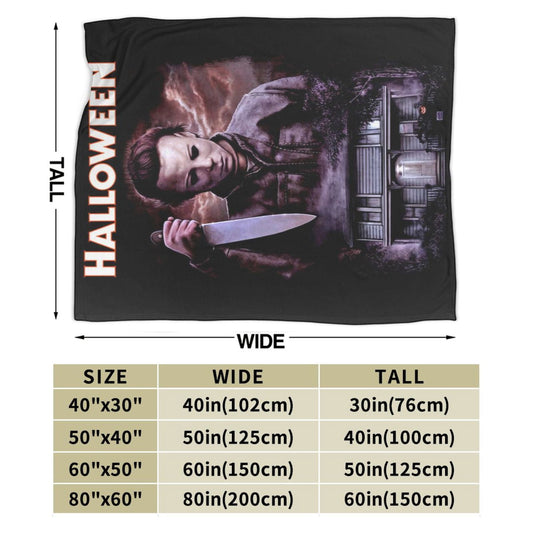 Halloween Horror Movie Throw Blanket 60"X50" Soft Flannel Lightweight Plush Air Conditioner Quilt Suitable For Sofa,Living Room,Bedroom,Double Bed