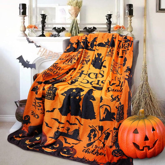 Witch Blanket Halloween Throw Blankets for Women Witch Flannel Fleece Blankets for Couch Sofa Bed Chair Decor Halloween Decorations Blanket