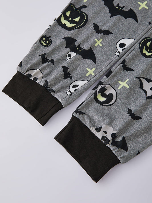 AceBaby Halloween Family Matching Pajamas Set Pumpkin Print Holiday Sleepwear Loungewear PJs
