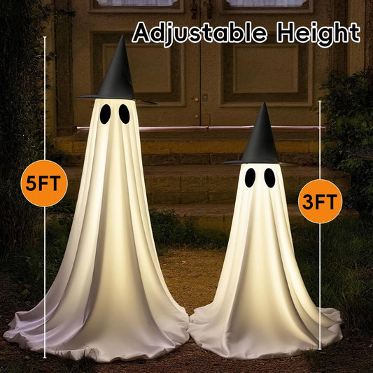 DAKIMOE Halloween Decorations Outdoor Indoor Halloween Party Decorations Indoor,Spooky Ghost Decor with String Lights,Halloween Ghost Lights for Porches Yards Gardens Lawn 2 Pack