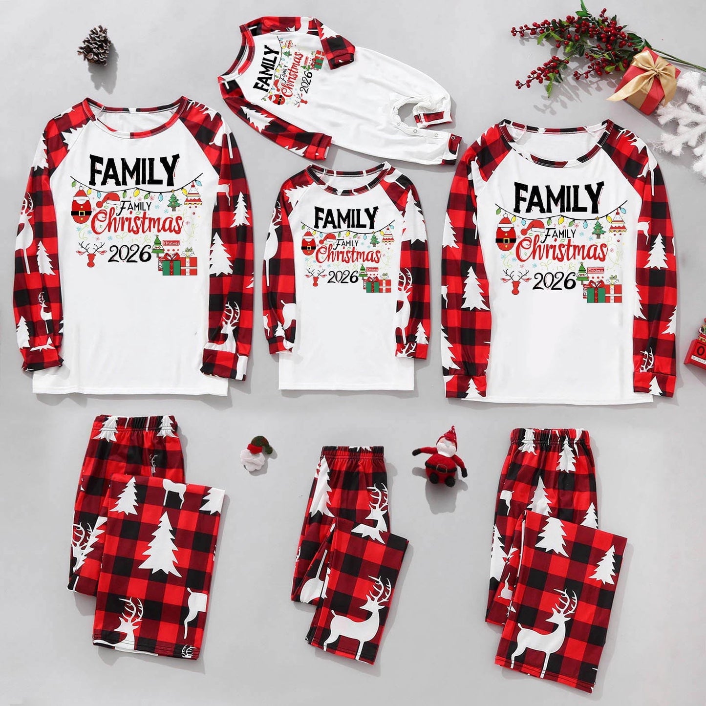 Aboser Christmas Pijamas Family Pajamas Matching Sets Trendy Xmas Holiday Printed Sleepwear Cozy Soft Long Sleeve Tops and Pants Vacation Outfits Pijamas De Navidad Para Familia