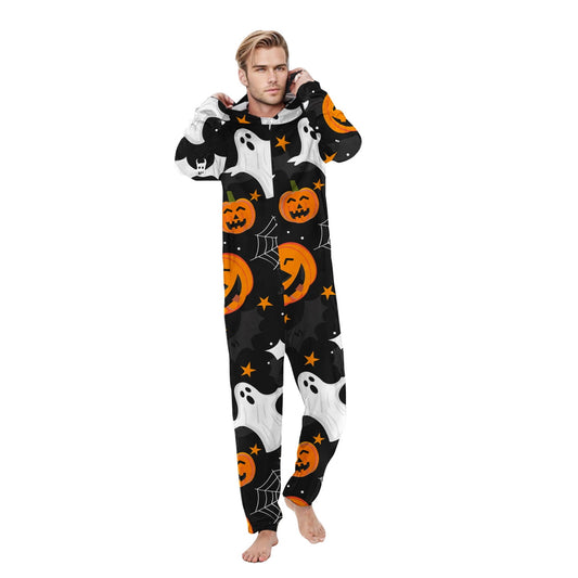 Miqool Family Matching Halloween Onesie Pajamas, Funny Pumpkin Printed Long Sleeve Pjs Soft Sleepwear One-Piece Zipper Hooded Jumpsuit Jammies Loungewear for Family Photography Outfit