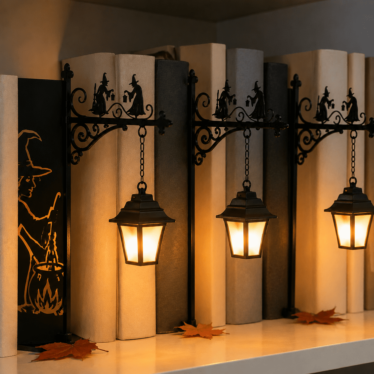 Spooky Home 9.25 Inch Ghost Library Lantern Bookshelf Lamp, Halloween Decorative