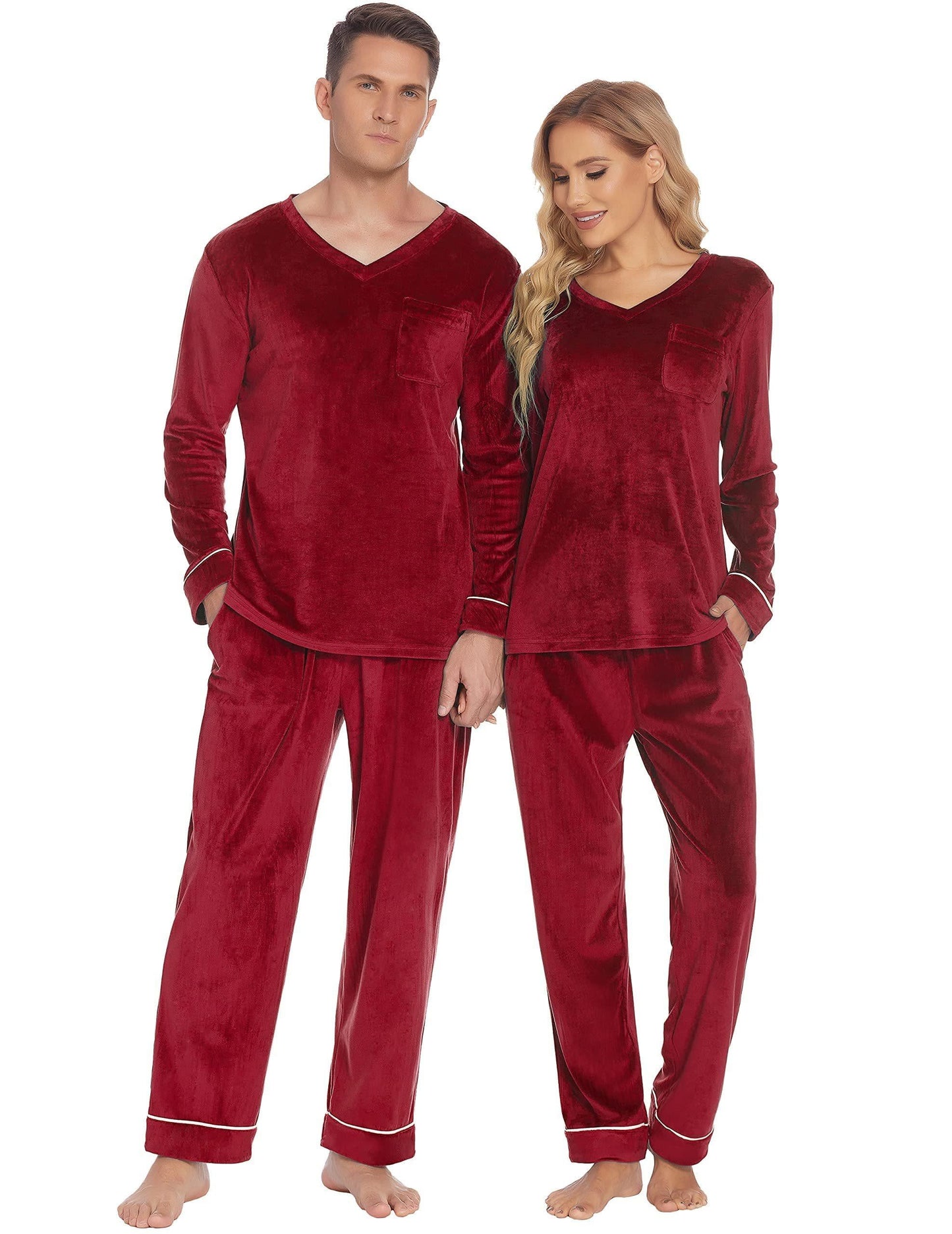 Spooky Home Couples Matching Pajamas Sets Velvet PJs Set for Men and Women Velour