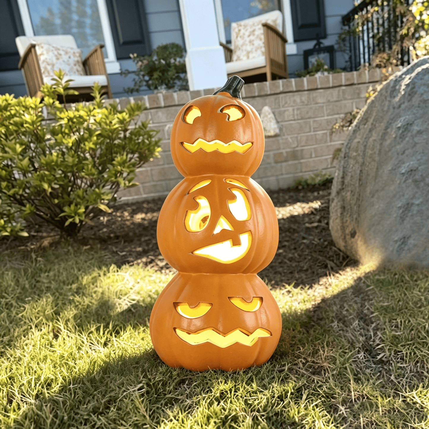 Spooky Home 14in Halloween Pumpkin Jack O Lantern With LED Bulb Indoor/Outdoor Pumpkin