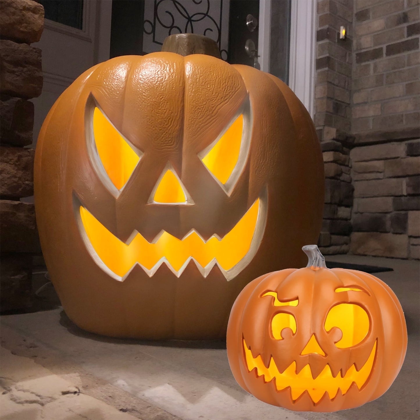Spooky Home 15 in 3 Tiers Jack O Lantern Ugly Face Light Up Lantern
