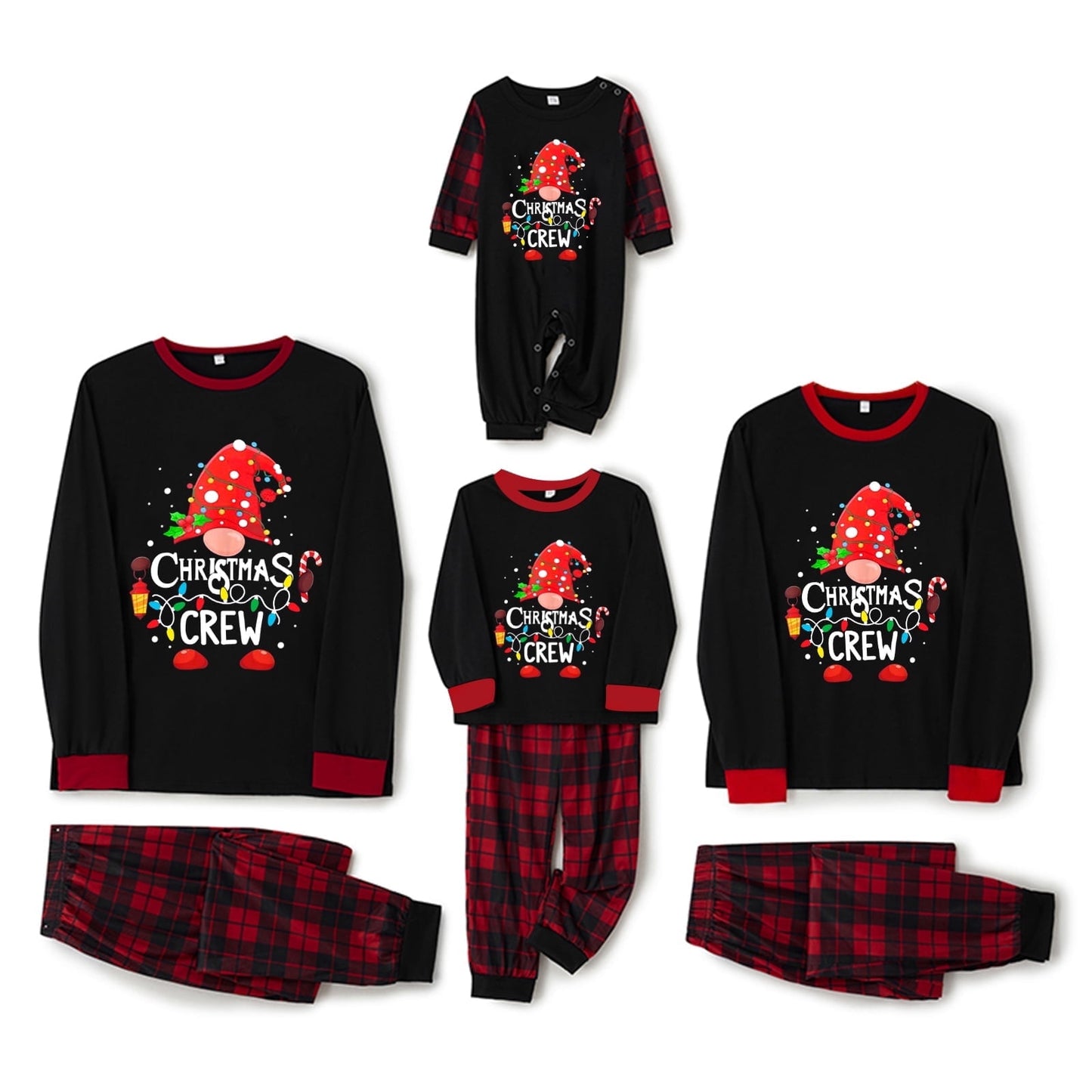 Spooky Home Christmas Family Pajamas Matching Set, Letters Print Long Sleeve Tops with