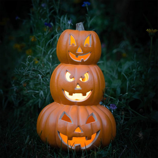 14in Halloween Jack o Lanterns Light Up Pumpkin with LED Bulb Indoor/Outdoor Decorations - Scary Face