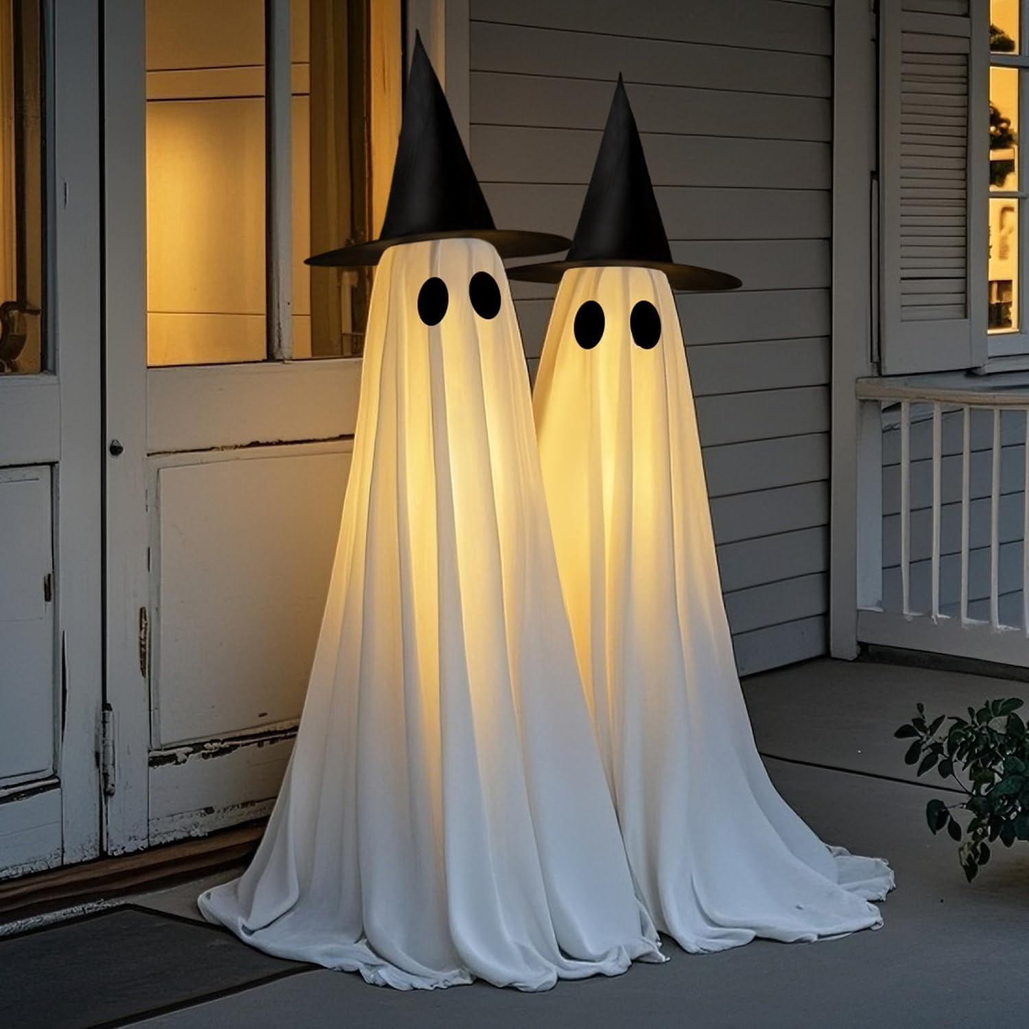 DAKIMOE Halloween Decorations Outdoor Indoor Halloween Party Decorations Indoor,Spooky Ghost Decor with String Lights,Halloween Ghost Lights for Porches Yards Gardens Lawn 2 Pack