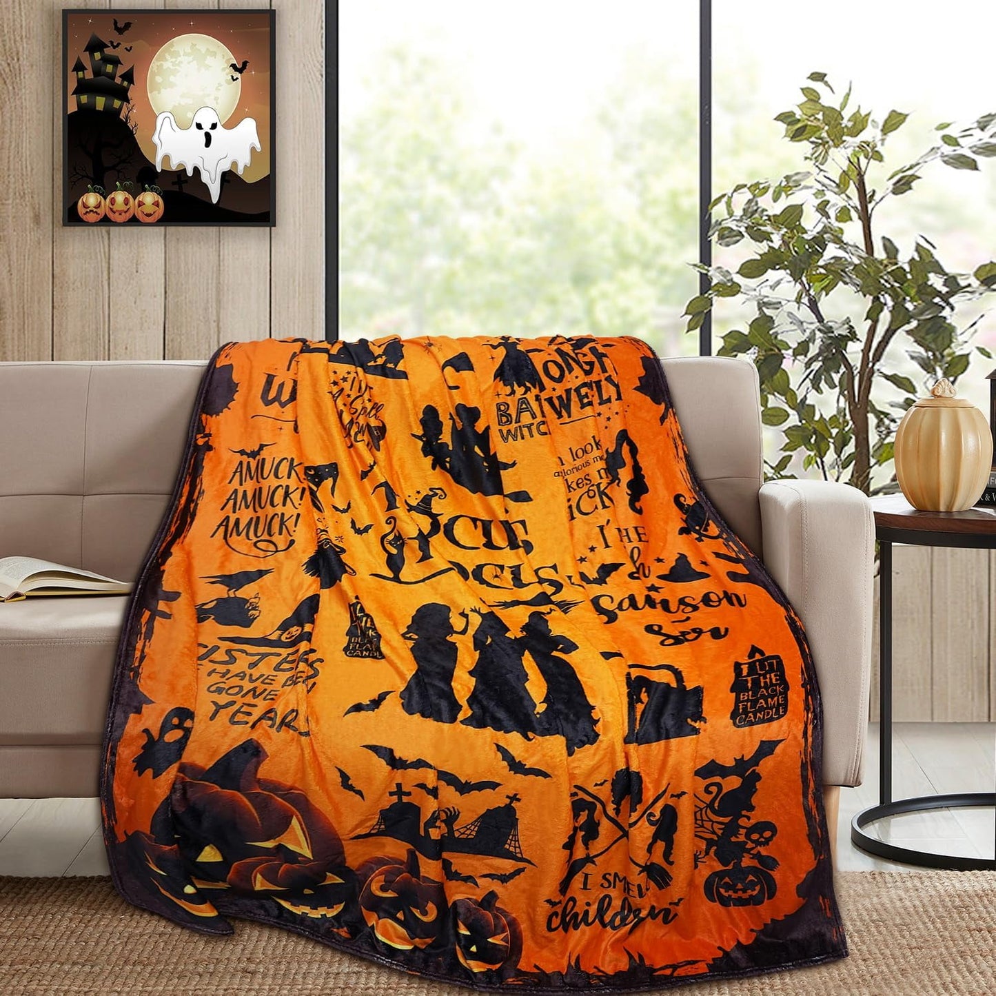 Witch Blanket Halloween Throw Blankets for Women Witch Flannel Fleece Blankets for Couch Sofa Bed Chair Decor Halloween Decorations Blanket