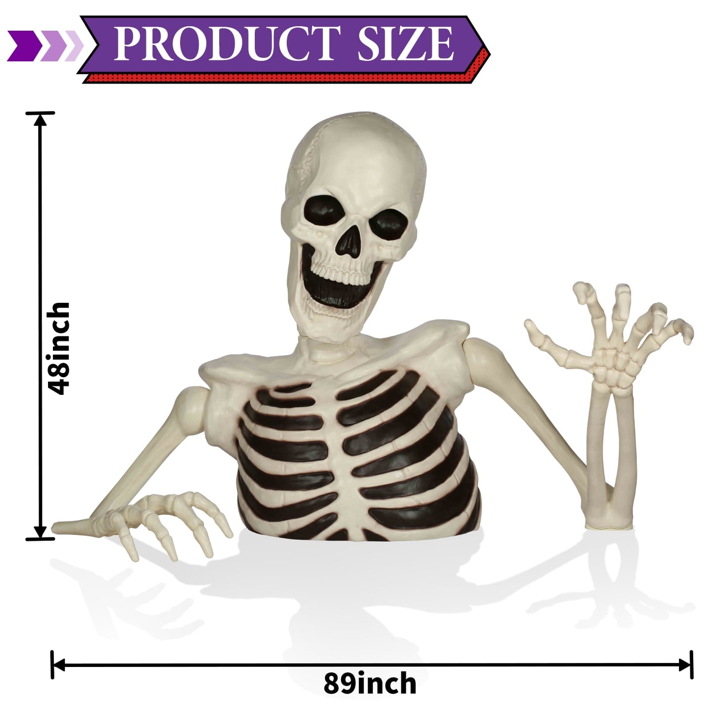 Seasons 48" Halloween Giant Groundbreaker Skeleton, Halloween Decoration for Outdoor Yard and Porch