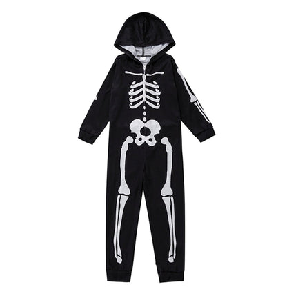 Uccdo Halloween Matching Family Pajamas Sets Glow In The Dark Hooded Skeleton Jumpsuits Holiday Pjs Sleepwear For Adult/Kid/Baby