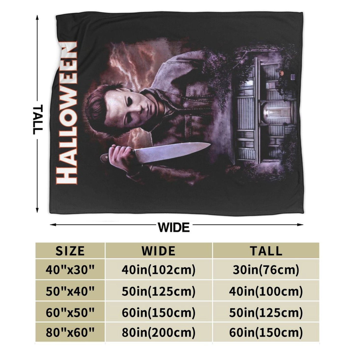 Halloween Horror Movie Throw Blanket 60"X50" Soft Flannel Lightweight Plush Air Conditioner Quilt Suitable For Sofa,Living Room,Bedroom,Double Bed