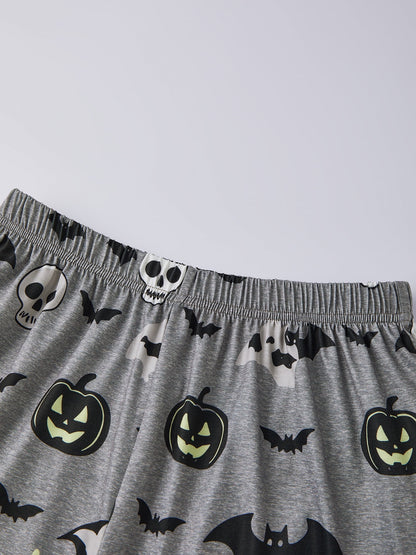 AceBaby Halloween Family Matching Pajamas Set Pumpkin Print Holiday Sleepwear Loungewear PJs