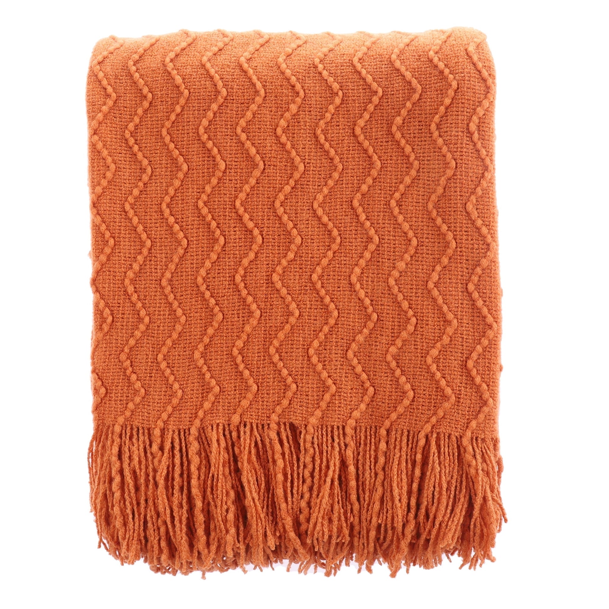 Battilo Burnt Orange Throw Blanket for Couch Bed,Fall Throws with Tassels,Halloween Blanket,50"x60"