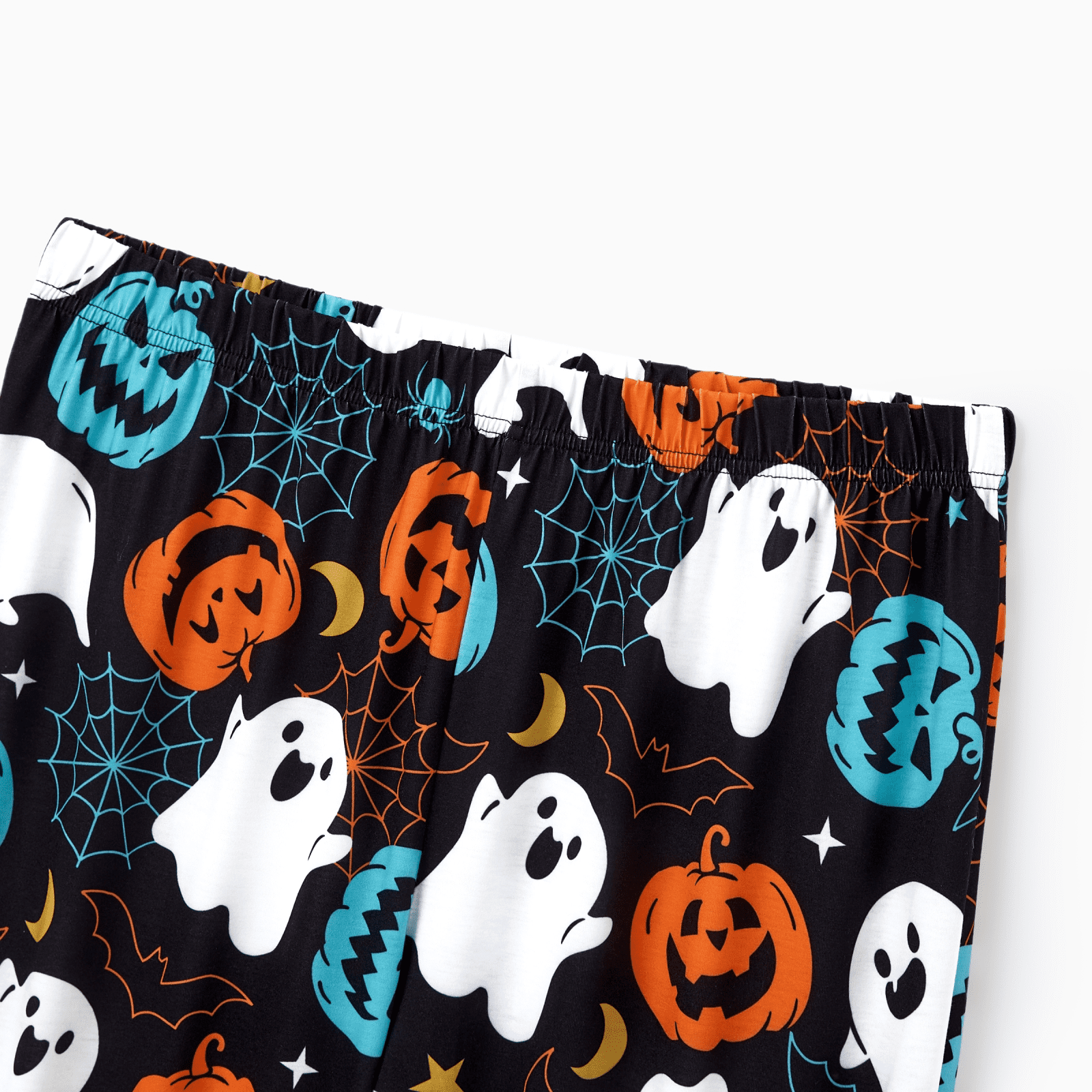 PatPat Halloween Pajamas Men 2 Piece Top & Pants Pjs Sets Family Matching Ghost and Pumpkin Allover Print Short Sleeve Sleepwear, Black, XL