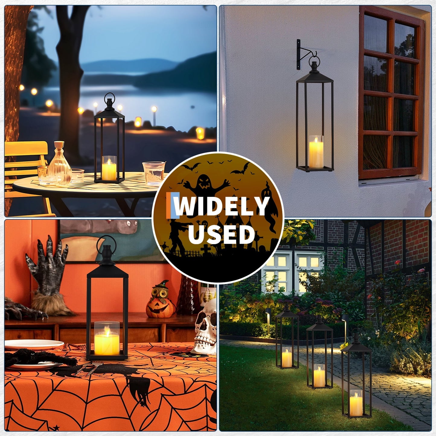 3 Set Lanterns Decorative Outdoor & Indoor, Halloween & Christmas Decorative Lanterns for Home, Patio, Porch, Garden, Floor 17" 19" 22"