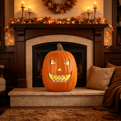 13 Inch Pre-Lit LED Halloween Pumpkin Lantern - Scary Face Decoration For Garden & Patio