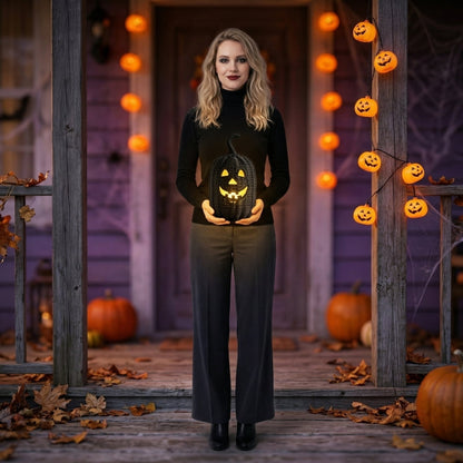 THOPBPRK 2026 Black Halloween Woven Pumpkin Jack-O'-Lantern, Halloween Decorations Pumpkin, USE LED Candle, Rattan Fall Halloween Decor for Home, 1Pack 11.8 Inch A
