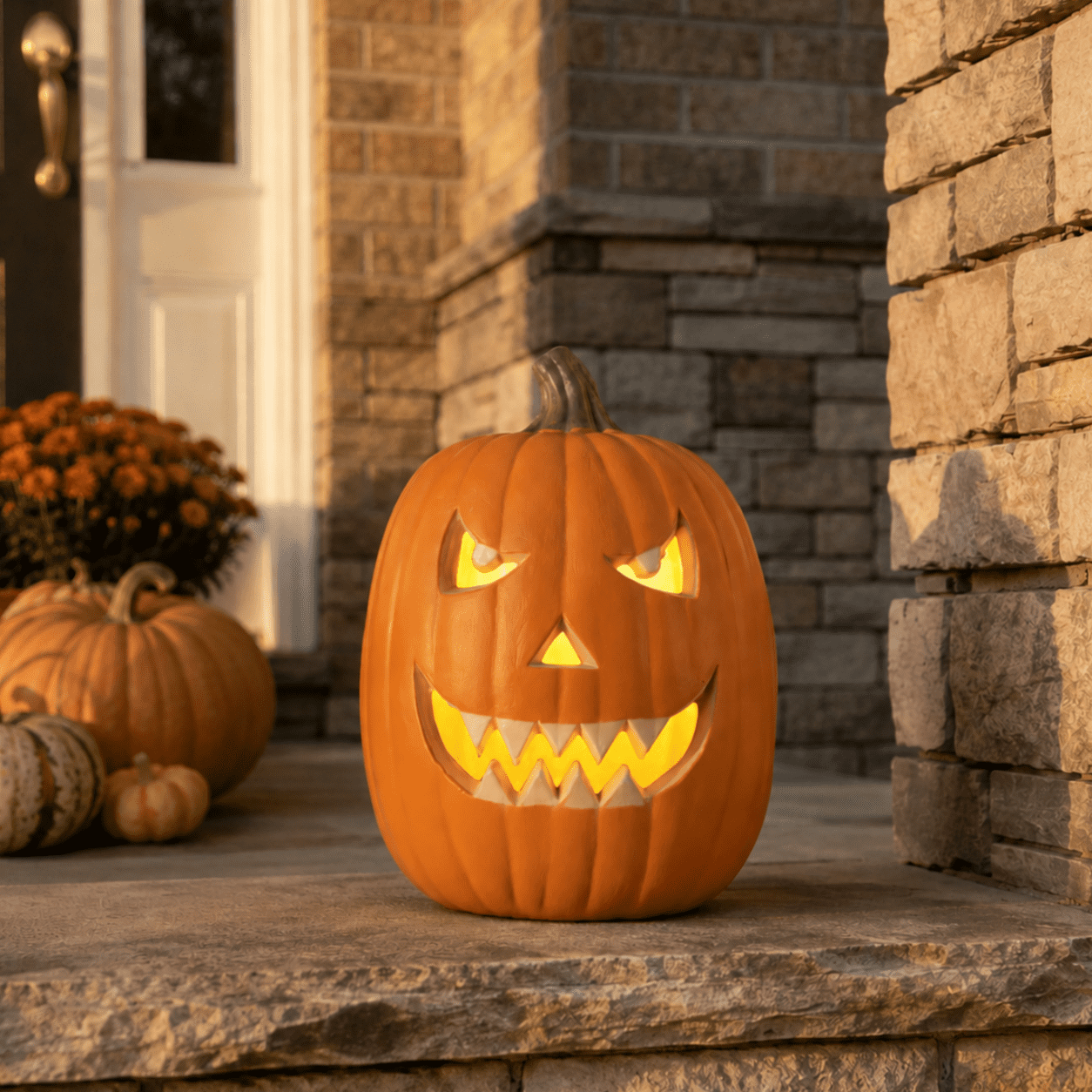 Spooky Home 14in Halloween Jack o Lanterns Light Up Pumpkin with LED Bulb Indoor/Outdoor