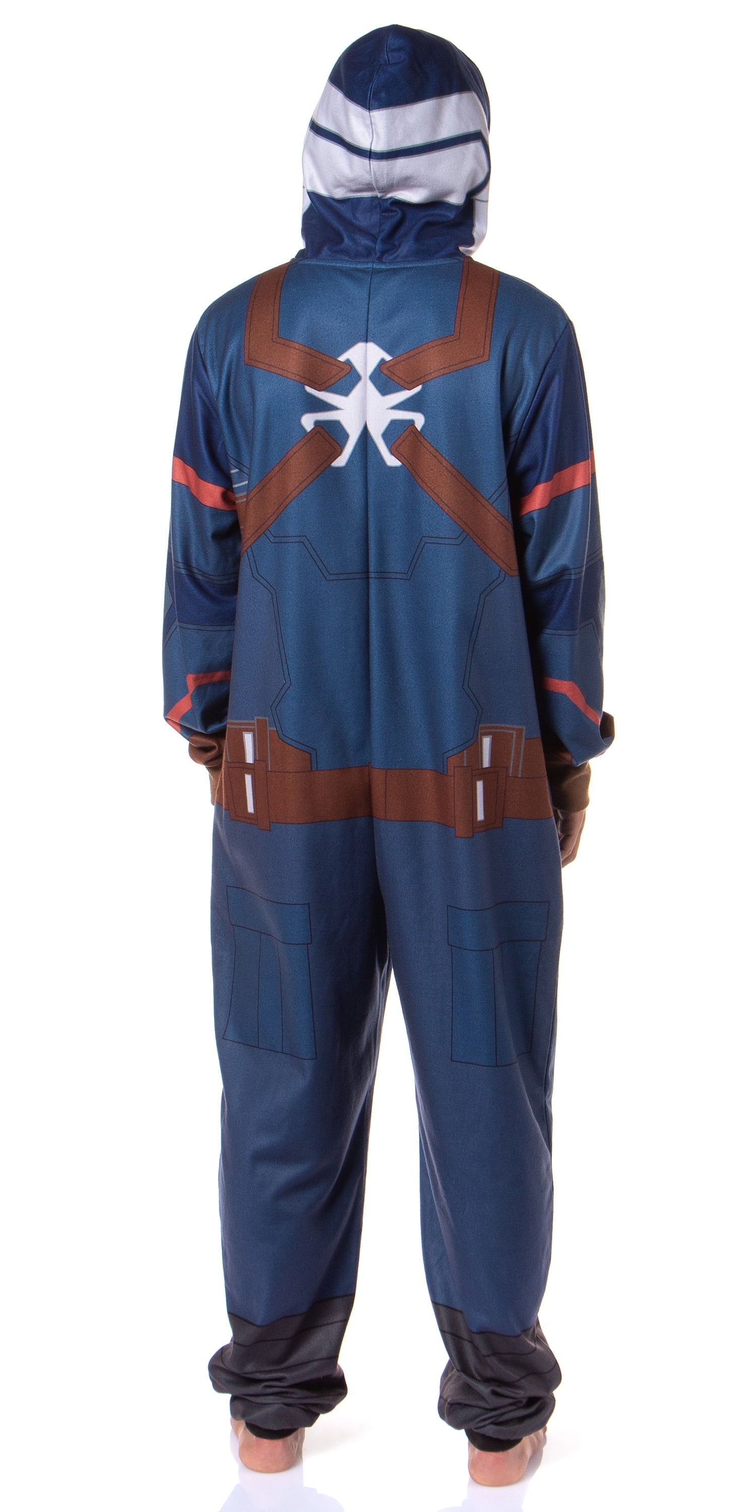 Marvel Captain America Winter Soldier Superhero Adult Hooded Union Suit Costume Pajama For Men and Women
