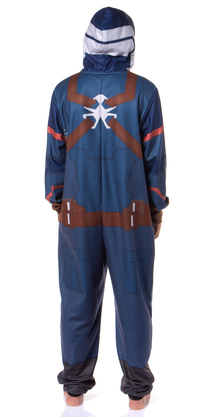 Marvel Captain America Winter Soldier Superhero Adult Hooded Union Suit Costume Pajama For Men and Women