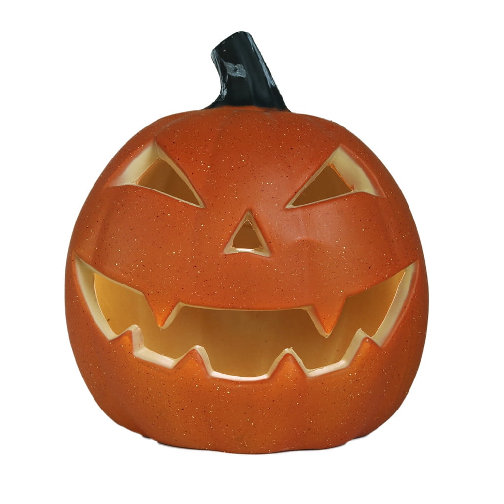 SRUILUO Halloween Light up Jack-O-Lantern 9.05 inch Fall Thanksgiving Pumpkin Light Decorations Pumpkin Prop with LED Light Halloween Tabletop Decorations Props for Indoor Outdoor Decor (No Battery)