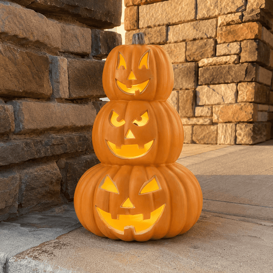 14in Halloween Jack o Lanterns Light Up Pumpkin with LED Bulb Indoor/Outdoor Decorations - Scary Face