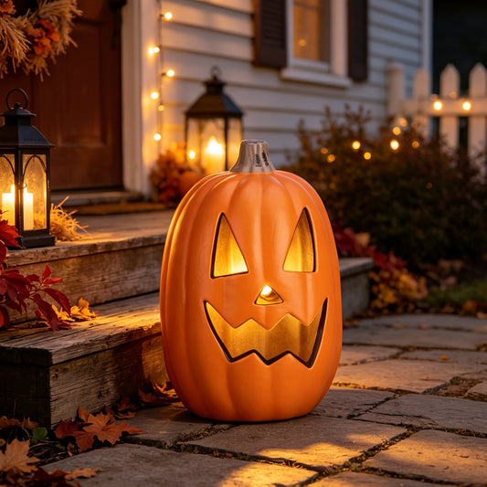 16" Pre-Lit Halloween Pumpkin Lantern - Jack O' Lantern For Porch, Fireplace, Indoor/Outdoor