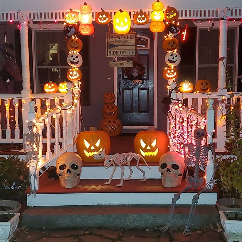 DUNCHATY 21" LED Pumpkin Light, Extra Large Angry Jack O' Lantern Halloween Decor for Outdoor Yard - Furious Face