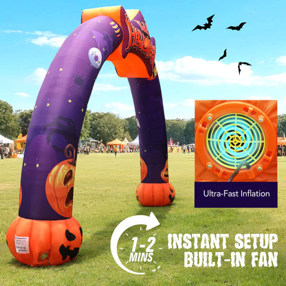 Wellcomer 27ft Halloween  Giant Inflatable Pumpkin Arch with Built-in Blower - Halloween Outdoor Decor
