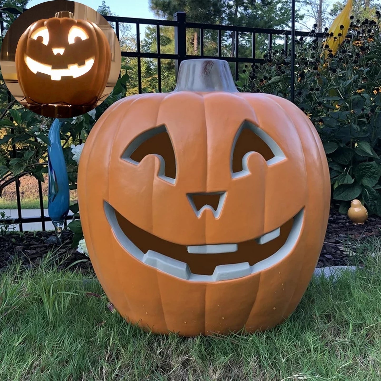 Spooky Home 15 in 3 Tiers Jack O Lantern Ugly Face Light Up Lantern