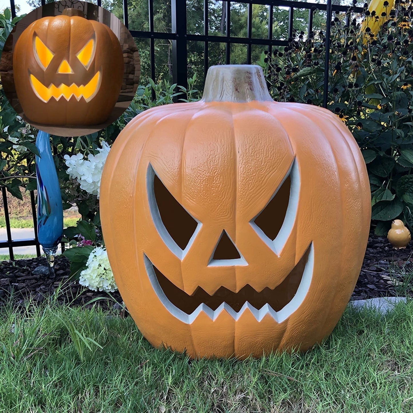 Spooky Home 15 in 3 Tiers Jack O Lantern Ugly Face Light Up Lantern