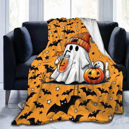 Halloween Blanket for Boys Girls, Haunted Halloween Themed Design Printed Throw Blankets for Kids Lap, Chair Sofa, Warm Soft Cozy Blanket