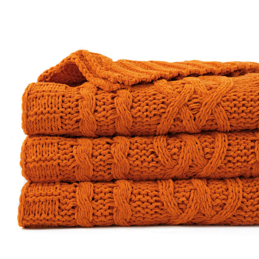 Battilo Burnt Orange Throw Blanket,Cozy Decorative Fall Blanket for Sofa Bed,Fall Decor,51"x67"