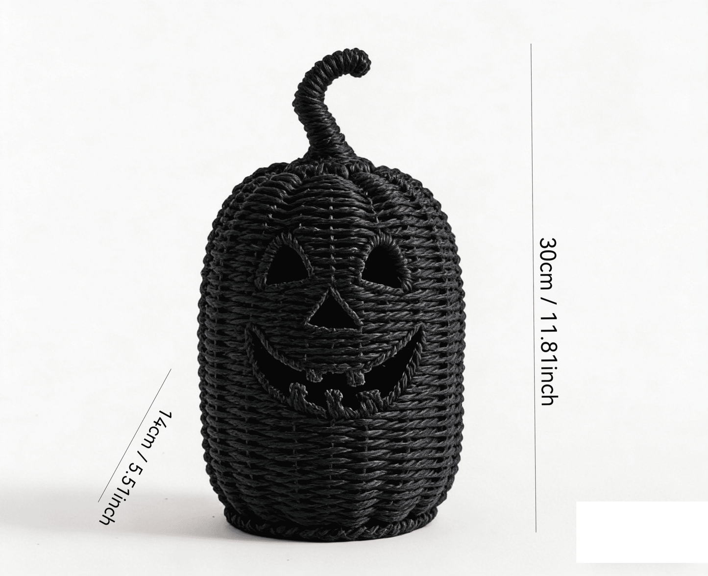THOPBPRK 2026 Black Halloween Woven Pumpkin Jack-O'-Lantern, Halloween Decorations Pumpkin, USE LED Candle, Rattan Fall Halloween Decor for Home, 1Pack 11.8 Inch A