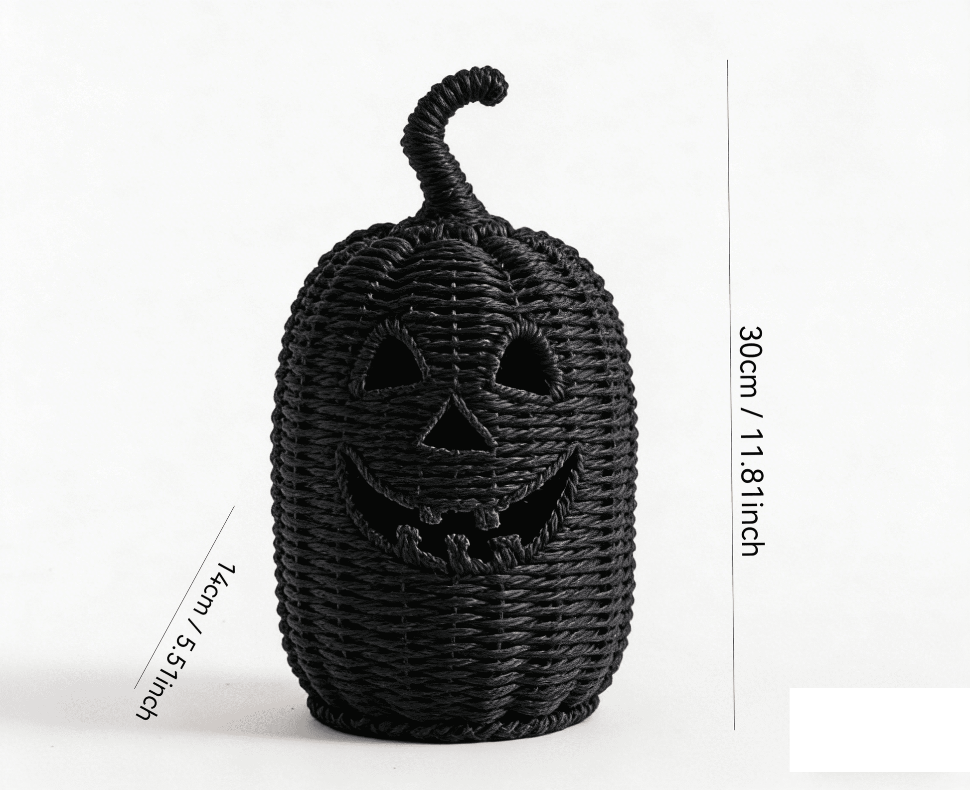 THOPBPRK 2026 Black Halloween Woven Pumpkin Jack-O'-Lantern, Halloween Decorations Pumpkin, USE LED Candle, Rattan Fall Halloween Decor for Home, 1Pack 11.8 Inch A