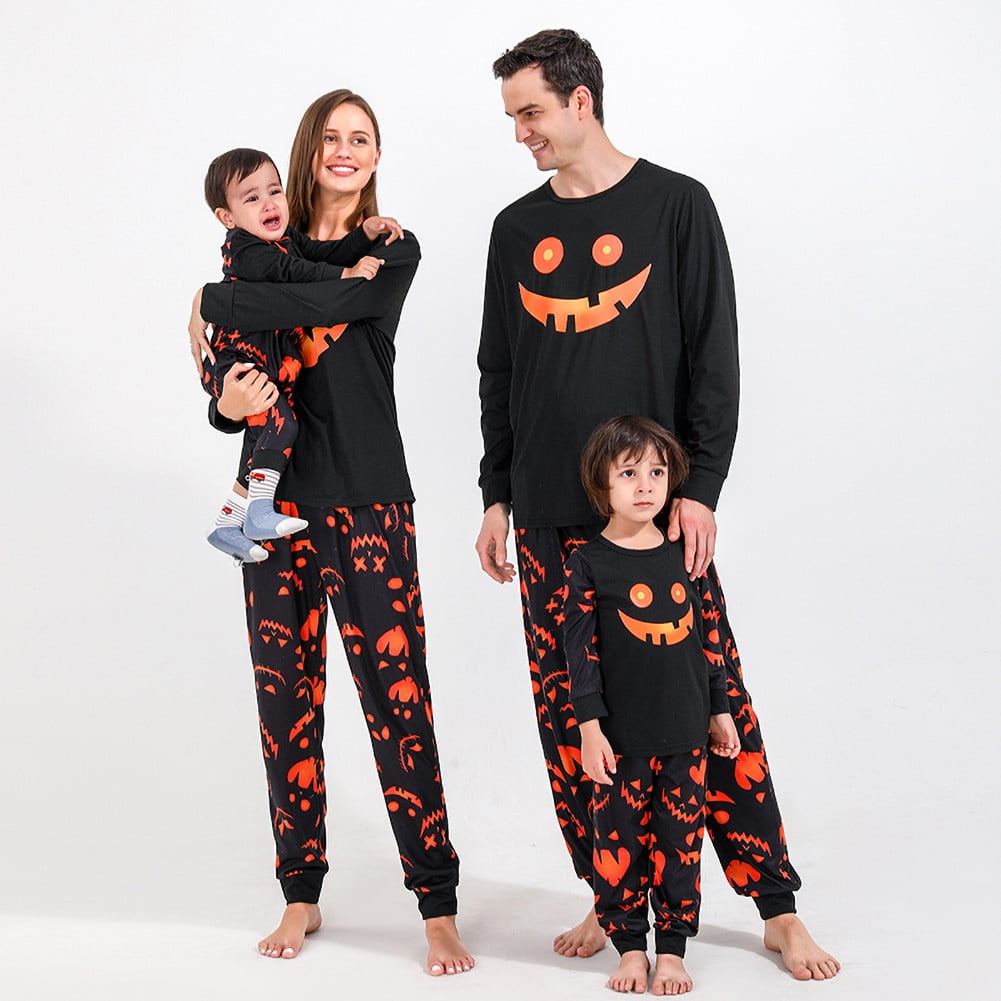 Spooky Home Halloween Matching Family Pajamas Sets Glow In The Dark Hooded Skeleton