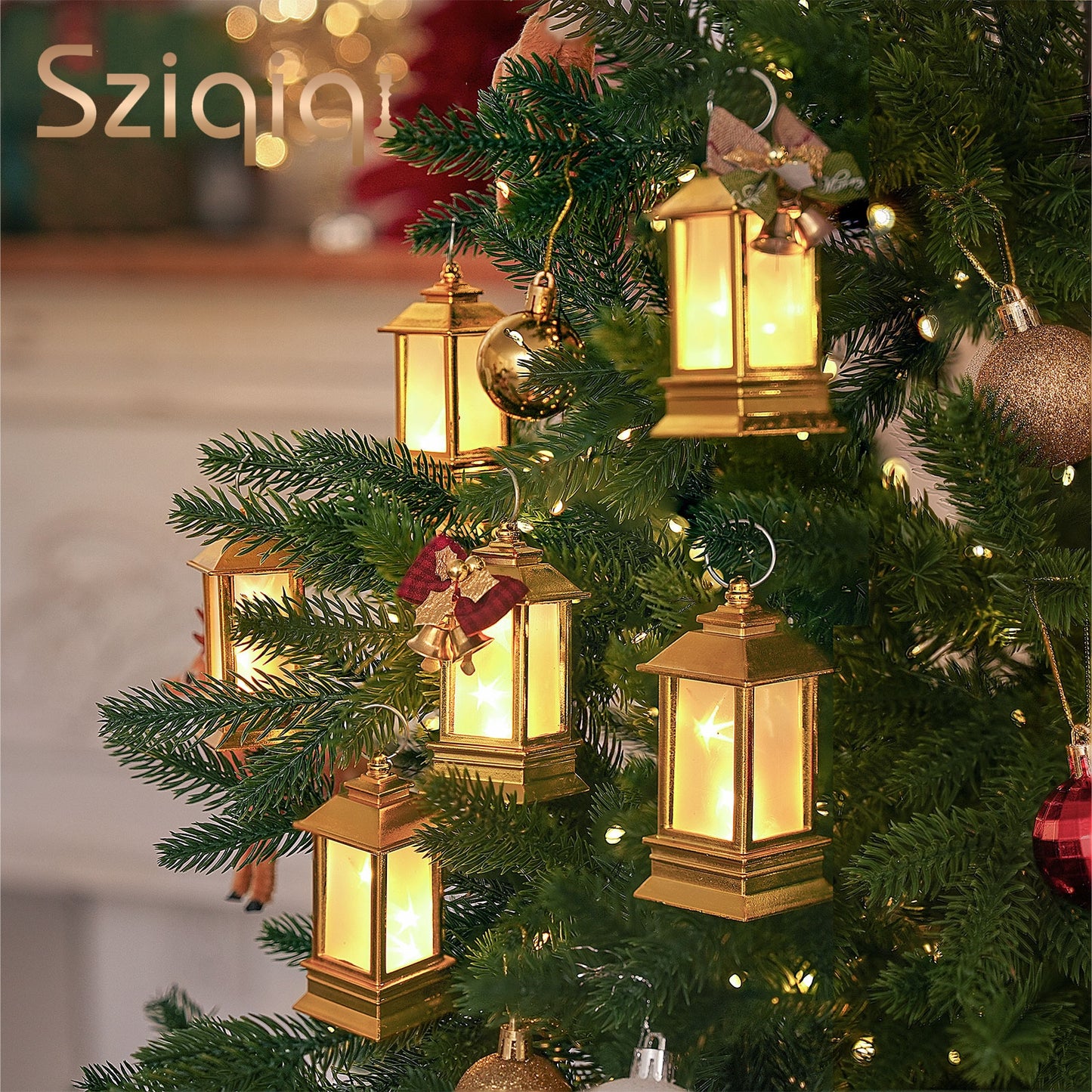 Sziqiqi Set of 24 Gold Mini Starry Lanterns with LED Lights: Small Decorative Indoor Hanging Lanterns for Halloween Christmas Centerpiece Wedding Party