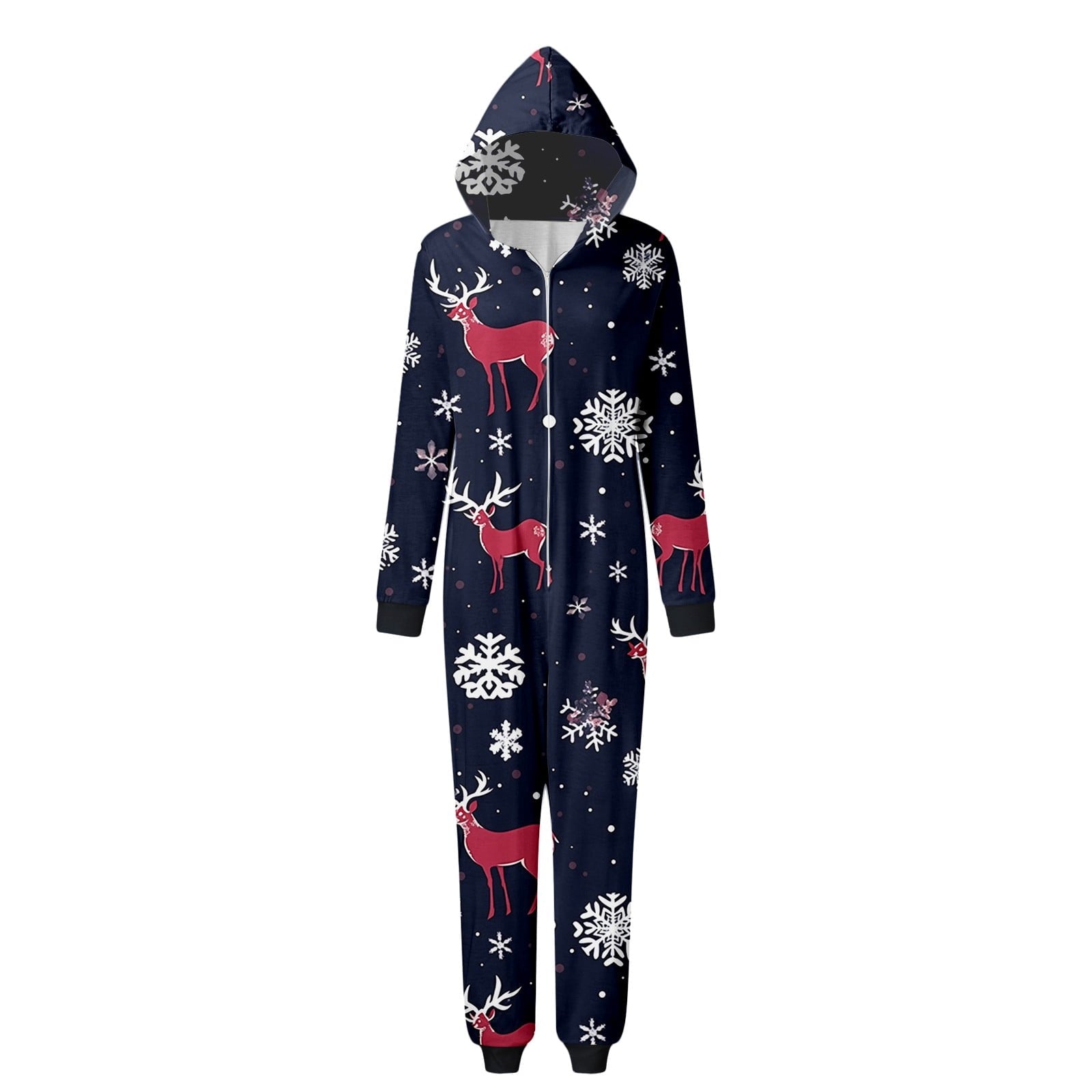 Hwmodou Family Matching Christmas Pajamas Set Cozy Homewear Snowflake Reindeer Print Hooded Loungewear6 Holiday Santa Claus Sleepwear Xmas Pjs Set For Couples And Kids