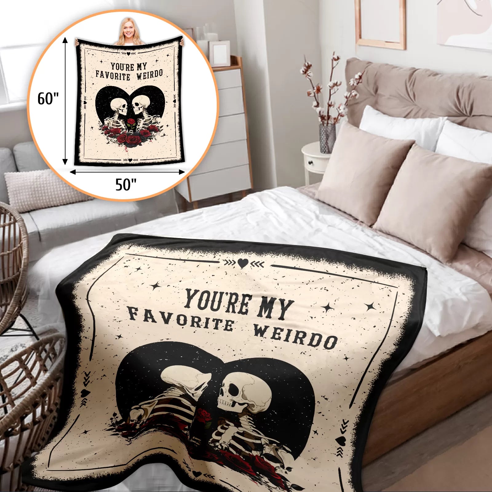 Kuscheln Halloween Throw Blanket for Couples, Soft Halloween Blanket for Couch Sofa Bed, Cute Ghost Fleece Blanket for Halloween, Spooky Season Home Decor, Fall Halloween Gifts for Her Him, 50"x60"
