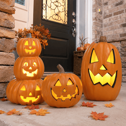Spooky Home 15 in 3 Tiers Jack O Lantern Ugly Face Light Up Lantern