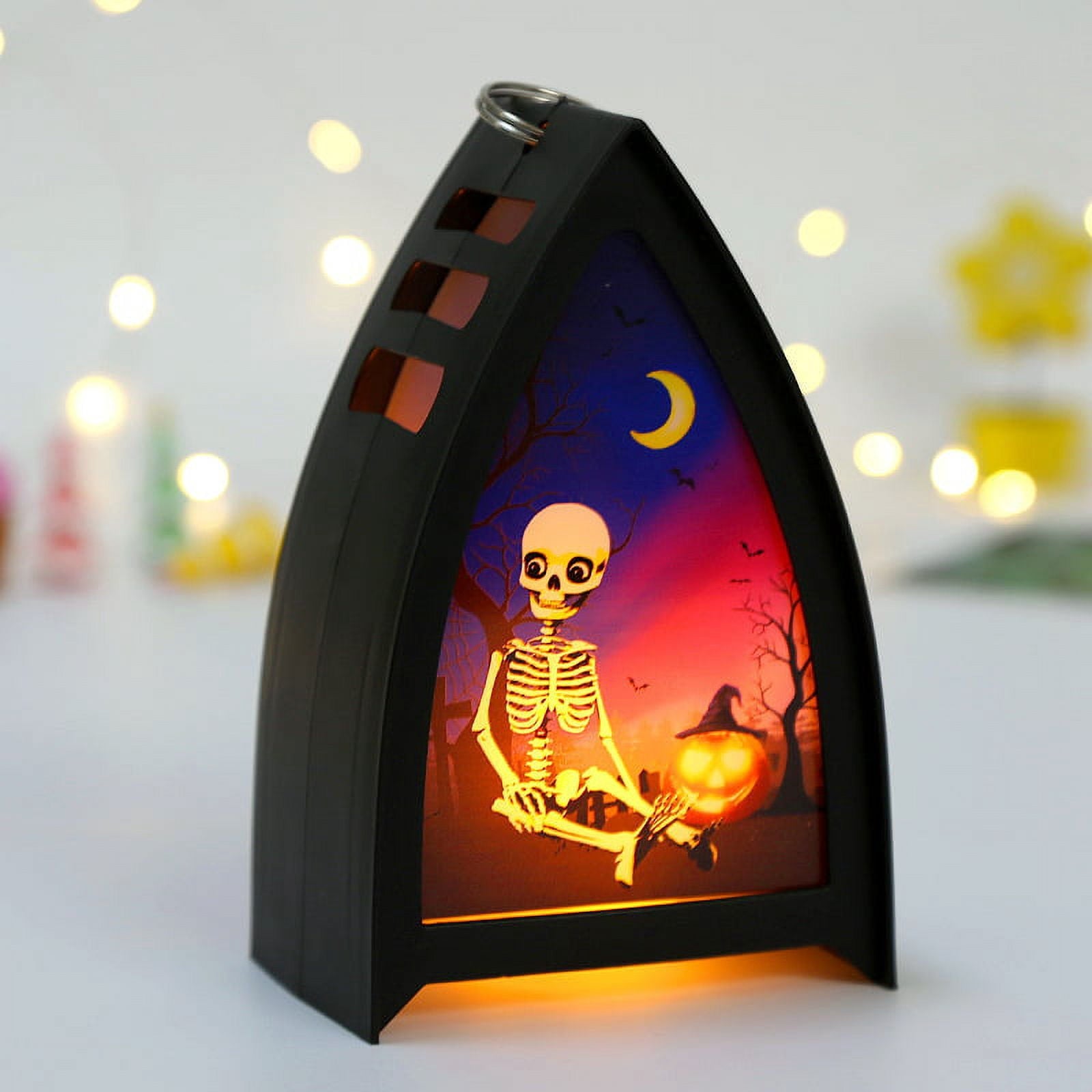 3 Pack Halloween Lantern Tabletop LED Light Flameless Halloween Decorative Wind Lamp