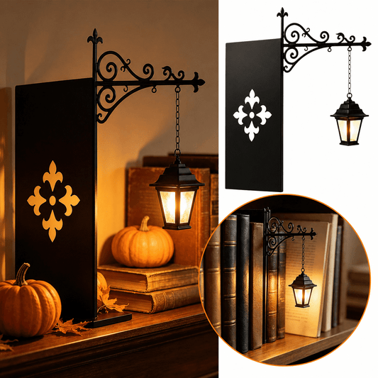 9.25 Inch Ghost Library Lantern Bookshelf Lamp, Halloween Decorative Bookshelf Light with Warm LED, Vintage Metal Book Nook Lantern for Reading Corner Home Library Shelf Decor Gift for Book Lovers
