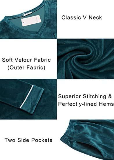 Ekouaer Couples Matching Pajamas Sets Velvet PJs Set for Men and Women Velour Long Sleeve Sleepwear
