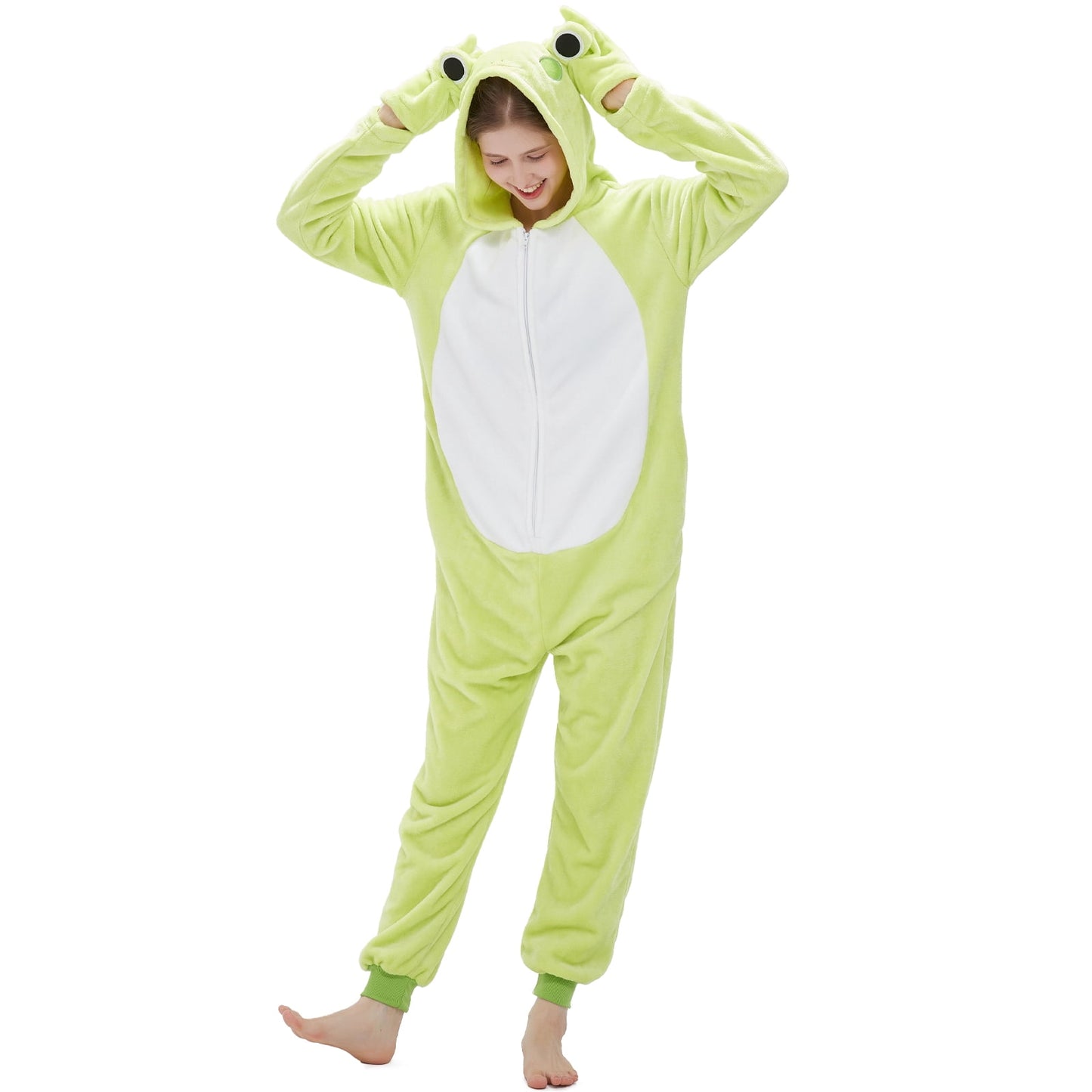 SWEETXIN Adult's Frog One-Piece Holiday Family Pajamas Halloween Costume Suit for Women and Men Jumpsuit SIzeS