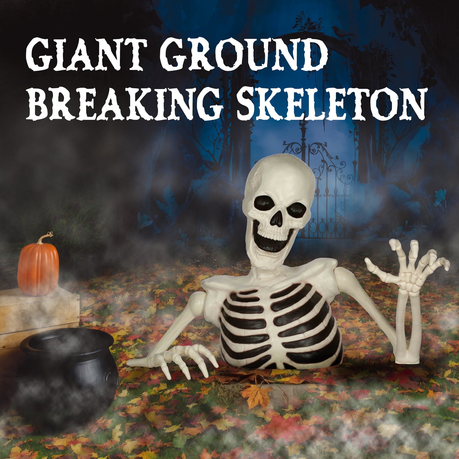 Seasons 48" Halloween Giant Groundbreaker Skeleton, Halloween Decoration for Outdoor Yard and Porch