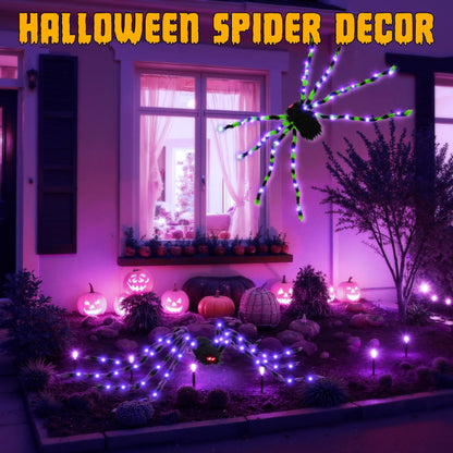 Zsiparty Halloween Decorations Outdoor, 5Ft Giant Spider Light Up Spider, 2 Pack Scary Large Halloween Spider Decor for Home Party Favor Yard Decor