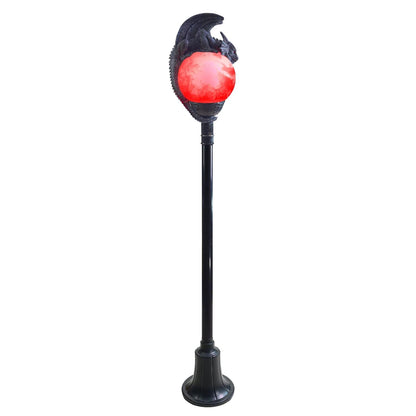 Morris Costumes TT59073 6 ft. Light-Up Flaming Dragon Lamp Post with Sound Halloween Decoration