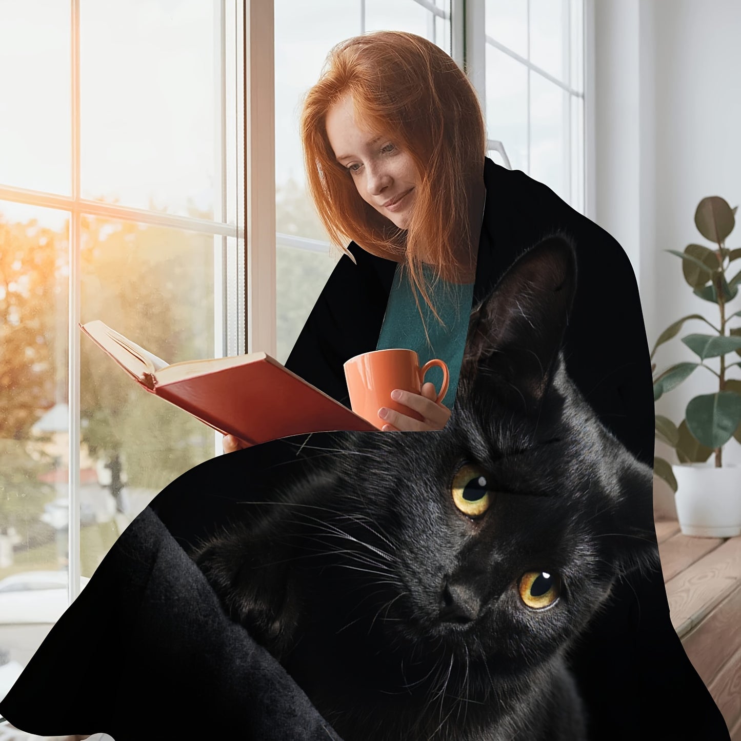 Black Cat Animal Blanket Flannel Throw Blanket For All Seasons, Bed Couch Sofa Chair For Halloween